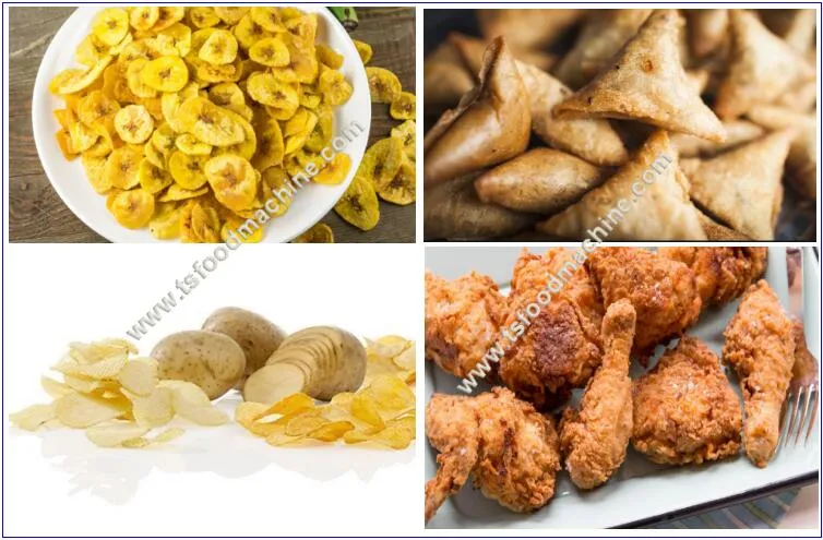 Samosa Deep Fryer Equipment Chicken Frying Machinery Frozen Potato Chips Banana Plantain Snack Food Machine