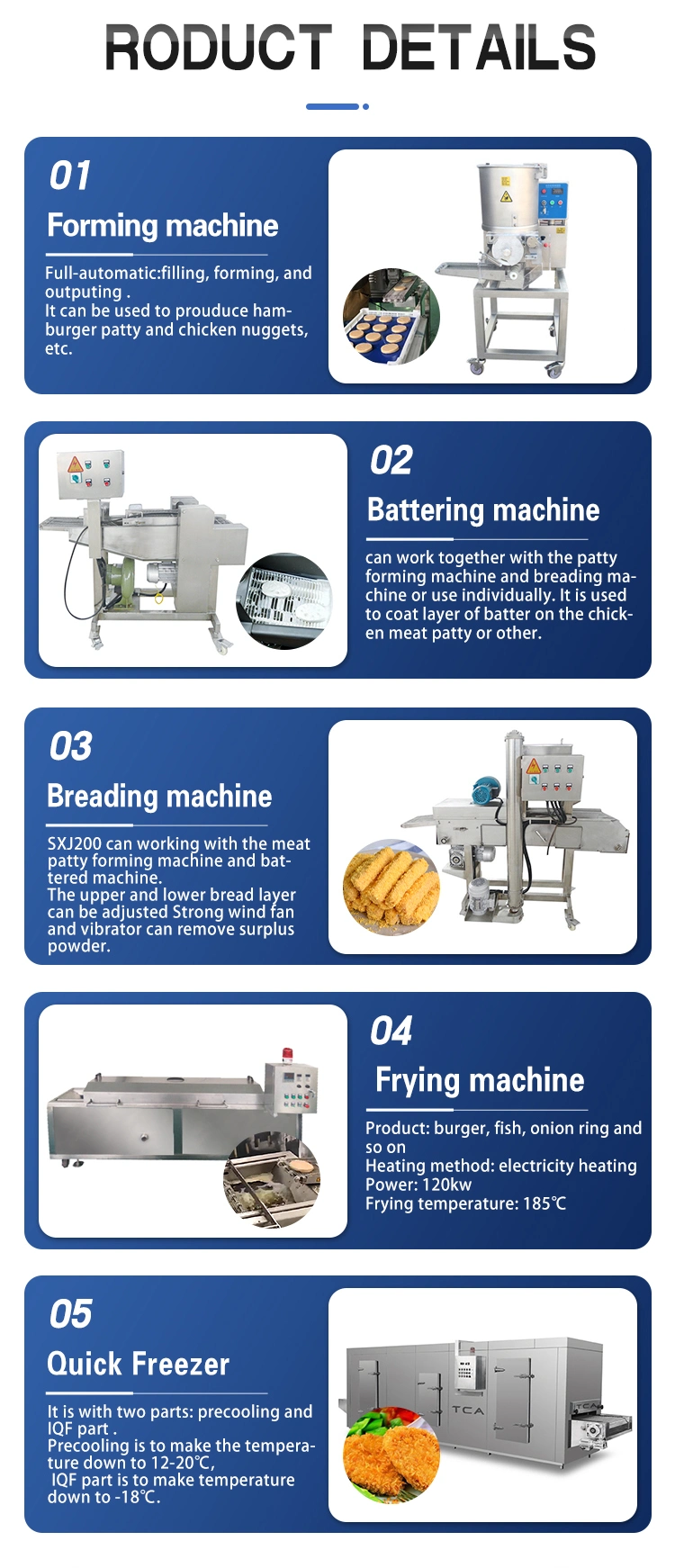 TCA High Quality Chicken Frying Line Industrial Food Making Machine Chicken Nuggets Making Machine